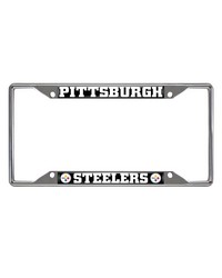 Pittsburgh Steelers Chrome Metal License Plate Frame 6.25in x 12.25in Black by   