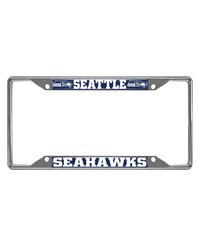 Seattle Seahawks Chrome Metal License Plate Frame 6.25in x 12.25in Blue by   