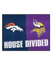 NFL Denver Broncos Minnesota Vikings House Divided Rugs 34x45 by   