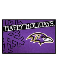 Baltimore Ravens Starter Mat Accent Rug  19in. x 30in. Happy Holidays Starter Mat Purple by   