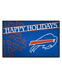 Buffalo Bills Starter Mat Accent Rug  19in. x 30in. Happy Holidays Starter Mat Blue by   