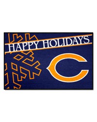 Chicago Bears Starter Mat Accent Rug  19in. x 30in. Happy Holidays Starter Mat Navy by   