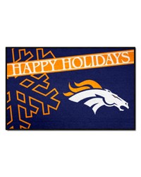 Denver Broncos Starter Mat Accent Rug  19in. x 30in. Happy Holidays Starter Mat Navy by   