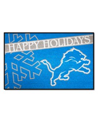 Detroit Lions Starter Mat Accent Rug  19in. x 30in. Happy Holidays Starter Mat Blue by   