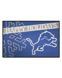 Detroit Lions Starter Mat Accent Rug  19in. x 30in. Happy Holidays Starter Mat Blue by   