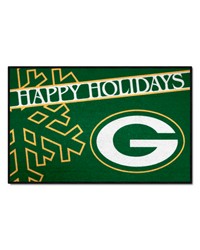 Green Bay Packers Starter Mat Accent Rug  19in. x 30in. Happy Holidays Starter Mat Green by   
