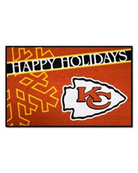 Kansas City Chiefs Starter Mat Accent Rug  19in. x 30in. Happy Holidays Starter Mat Red by   