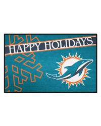 Miami Dolphins Starter Mat Accent Rug  19in. x 30in. Happy Holidays Starter Mat Aqua by   