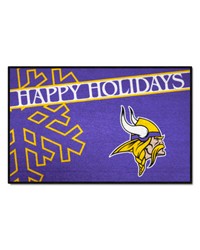 Minnesota Vikings Starter Mat Accent Rug  19in. x 30in. Happy Holidays Starter Mat Purple by   