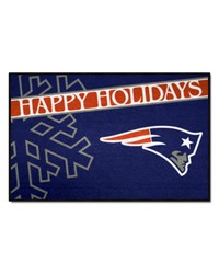 New England Patriots Starter Mat Accent Rug  19in. x 30in. Happy Holidays Starter Mat Navy by   