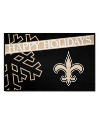 New Orleans Saints Starter Mat Accent Rug  19in. x 30in. Happy Holidays Starter Mat Black by   
