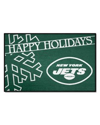 New York Jets Starter Mat Accent Rug  19in. x 30in. Happy Holidays Starter Mat Green by   