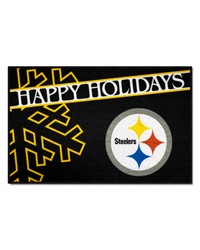 Pittsburgh Steelers Starter Mat Accent Rug  19in. x 30in. Happy Holidays Starter Mat Black by   
