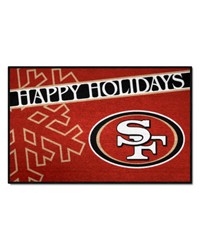 San Francisco 49ers Starter Mat Accent Rug  19in. x 30in. Happy Holidays Starter Mat Red by   