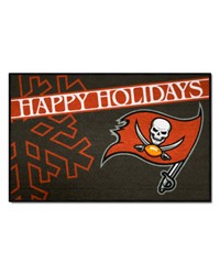Tampa Bay Buccaneers Starter Mat Accent Rug  19in. x 30in. Happy Holidays Starter Mat Pewter by   