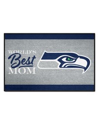 Seattle Seahawks Worlds Best Mom Starter Mat Accent Rug  19in. x 30in. Blue by   