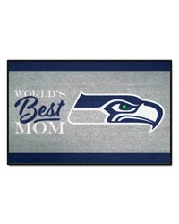 Seattle Seahawks Worlds Best Mom Starter Mat Accent Rug  19in. x 30in. Blue by   