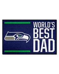 Seattle Seahawks Starter Mat Accent Rug  19in. x 30in. Worlds Best Dad Starter Mat Navy by   