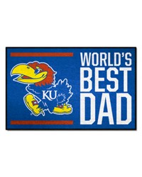 Kansas Jayhawks Starter Mat Accent Rug  19in. x 30in. Worlds Best Dad Starter Mat Blue by   