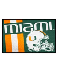 Miami Hurricanes Starter Mat Accent Rug  19in. x 30in. Unifrom Design Green by   