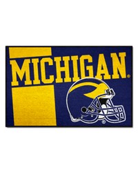 Michigan Wolverines Starter Mat Accent Rug  19in. x 30in. Unifrom Design Blue by   