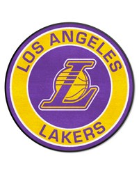 Los Angeles Lakers Roundel Rug  27in. Diameter Purple by   