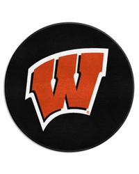 Wisconsin Badgers Hockey Puck Rug  27in. Diameter Black by   