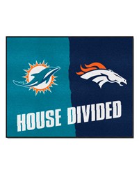 NFL House Divided Dolphins / Broncos House Divided Mat by   