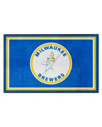 Milwaukee Brewers 4ft. x 6ft. Plush Area Rug1970 Blue by   