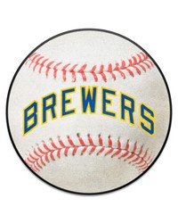 Milwaukee Brewers Baseball Rug  27in. Diameter1970 White by   
