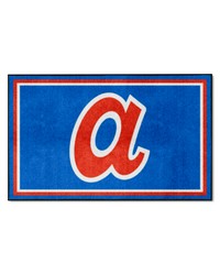 Atlanta Braves 4ft. x 6ft. Plush Area Rug 1974 Retro Logo Blue by   