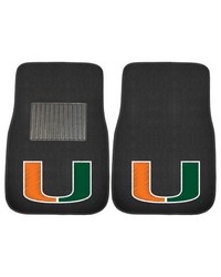 Miami Hurricanes Embroidered Car Mat Set  2 Pieces Black by   