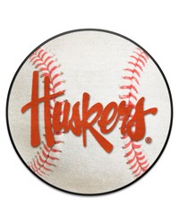 Nebraska Cornhuskers Baseball Rug  27in. Diameter  in Huskers in  White by   
