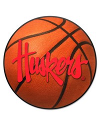 Nebraska Cornhuskers Basketball Rug  27in. Diameter  in Huskers in  Orange by   
