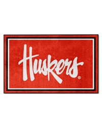 Nebraska Cornhuskers 4ft. x 6ft. Plush Area Rug  in Huskers in  Red by   