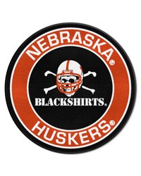 Nebraska Cornhuskers Roundel Rug  27in. Diameter Blackshirts Black by   