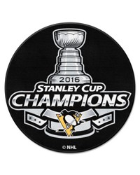 Pittsburgh Penguins Hockey Puck Rug  27in. Diameter 2016 NHL Stanley Cup Champions Black by   