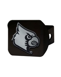 Louisville Cardinals Black Metal Hitch Cover with Metal Chrome 3D Emblem Red by   