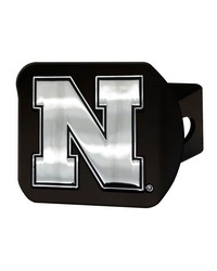 Nebraska Cornhuskers Black Metal Hitch Cover with Metal Chrome 3D Emblem Chrome by   