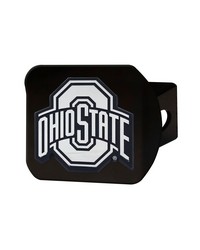 Ohio State Buckeyes Black Metal Hitch Cover with Metal Chrome 3D Emblem Red by   