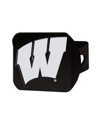 Wisconsin Badgers Black Metal Hitch Cover with Metal Chrome 3D Emblem Red by   