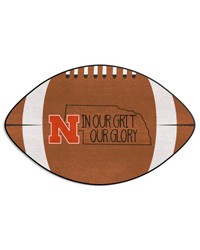 Nebraska Cornhuskers Southern Style Football Rug  20.5in. x 32.5in. Brown by   