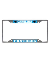Carolina Panthers Chrome Metal License Plate Frame 6.25in x 12.25in Black by   