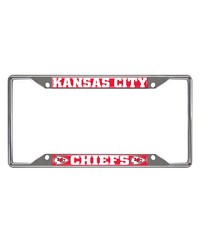 Kansas City Chiefs Chrome Metal License Plate Frame 6.25in x 12.25in Red by   