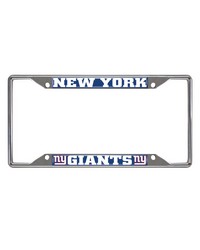 New York Giants Chrome Metal License Plate Frame 6.25in x 12.25in Dark Blue by   
