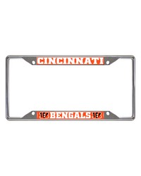 Cincinnati Bengals Chrome Metal License Plate Frame 6.25in x 12.25in Orange by   