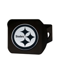Pittsburgh Steelers Black Metal Hitch Cover with Metal Chrome 3D Emblem Black by   