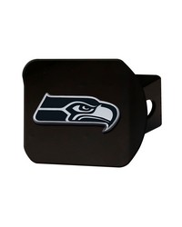 Seattle Seahawks Black Metal Hitch Cover with Metal Chrome 3D Emblem Black by   