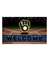 Milwaukee Brewers Rubber Door Mat  18in. x 30in. Blue by   