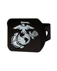 U.S. Marines Black Metal Hitch Cover with Metal Chrome 3D Emblem Black by   